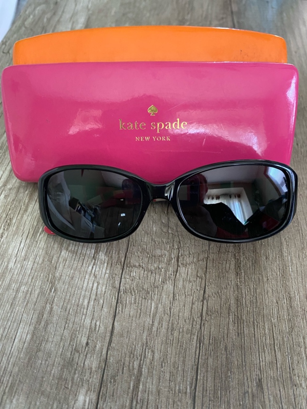 kate spade Black Sunglasses with Pink and Orange Hard Case